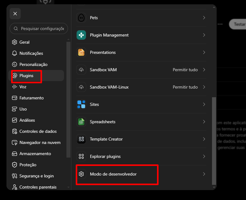 Etapa 1: Abra as configurações de Plugins